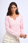 Sugar Kiss Cropped Plush Sweater- Pink