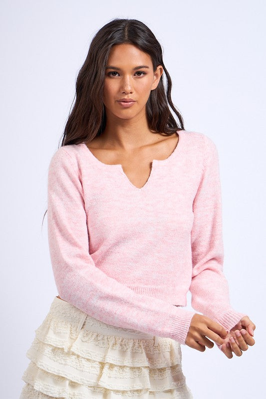 Sugar Kiss Cropped Plush Sweater- Pink