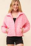 Highland Hikes Quilted Puffer Shacket - Bubble Gum