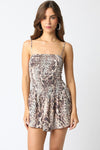 Super Spicy Smocked Bodice Animal Print Mini Dress - Mocha