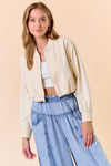 Everyday Fabulous Cropped Bomber Jacket - Cream