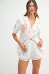 Tangerine Trails Embroidered Short-White/Peach