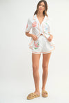 Tangerine Trails Embroidered Short-White/Peach