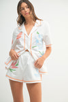 Tangerine Trails Embroidered Short-White/Peach