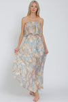 Honey Dip Strapless Maxi Dress- Sky/Multi