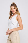 Marzipan Mornings Button Top Scallop Details- Ivory