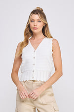 Marzipan Mornings Button Top Scallop Details- Ivory