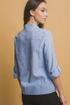 Classic and Timeless Stripe Linen Button Up - Sky