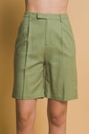Matcha Mornings Linen Bermuda Shorts- Olive
