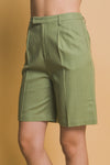 Matcha Mornings Linen Bermuda Shorts- Olive