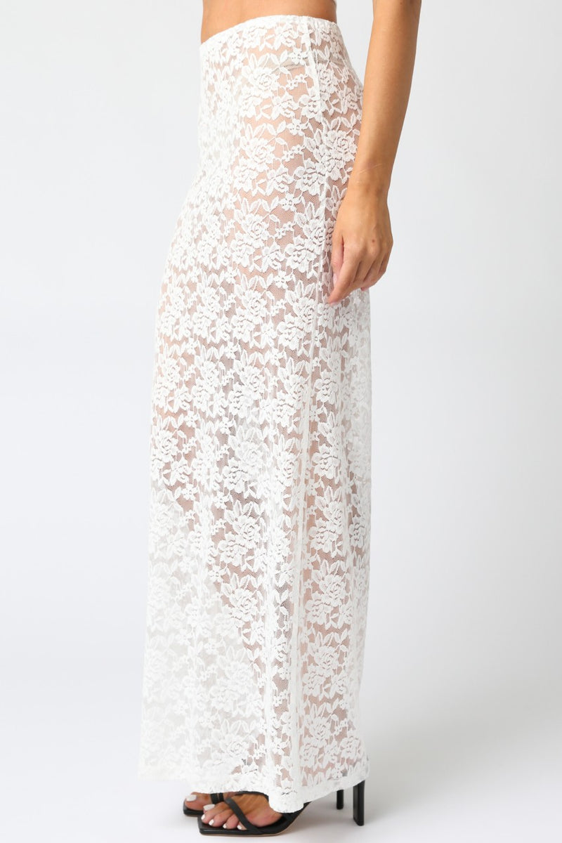Souled Out Sheer Lace Maxi Skirt - White