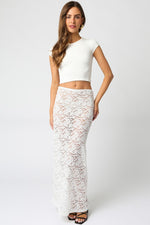 Souled Out Sheer Lace Maxi Skirt - White