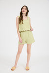 Wavy Way Square Scallop Trim Sleeveless Top- Olive