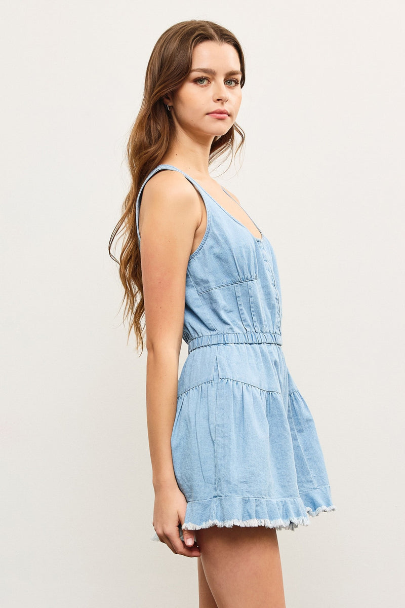 Sunbeam Sweetie Sleeveless Denim Romper- Light Wash