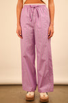Cozy Does It Elastic Waist Drawstring Stripe Pants - Lavender