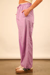 Cozy Does It Elastic Waist Drawstring Stripe Pants - Lavender