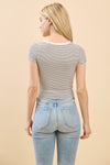 Cream Soda Round Neck Stripe Top- Black/White