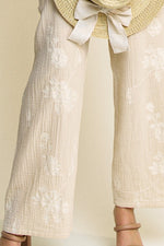 Amalfi Coast Embroidered Detail Muslin Strapless Jumpsuit- Cream