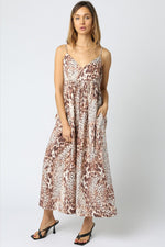 Look At Me Empire Waist Animal Print Dress- Mocha