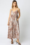 Look At Me Empire Waist Animal Print Dress- Mocha