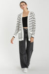 Moment In Time Open Stripe Cardigan- Black/Ivory