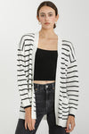 Moment In Time Open Stripe Cardigan- Black/Ivory