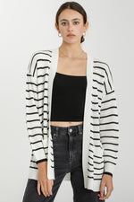 Moment In Time Open Stripe Cardigan- Black/Ivory