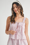 Lavender Macaron Sleeveless Top and Short Set -Mauve
