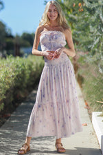 Valencia Lace Trim Tub Top Tiered Skirt Floral Set- Blush/Multi