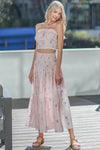 Valencia Lace Trim Tub Top Tiered Skirt Floral Set- Blush/Multi