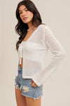 Odessa Front Tie Knit Cardigan- White