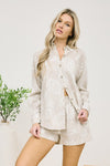 Sundial Sketch Printed Collared Button Up - Taupe