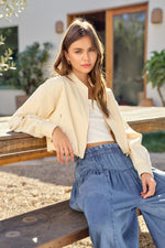 California Honey Daisy Detail Crochet Cardigan- Butter