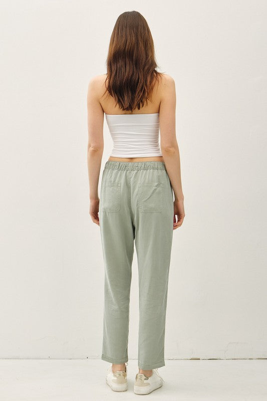 Coastline Slim Leg Tensel Pants- Fog