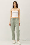 Coastline Slim Leg Tensel Pants- Fog
