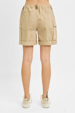 Risen Cargo Shorts Elastic Waist- Khaki