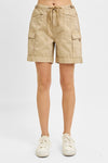 Risen Cargo Shorts Elastic Waist- Khaki