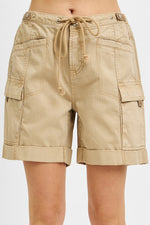 Risen Cargo Shorts Elastic Waist- Khaki