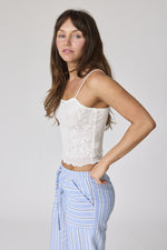 Sweet Nothings Lace Camisole Top With Rosebud- White