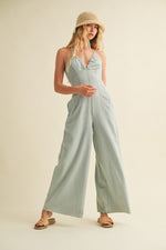Forever Young Open Back Denim Jumpsuit - Light Wash