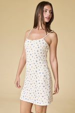 Eloise Ditsy Floral Knit Dress- Cream/Blue