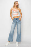Risen Jeans High Rise Cropped Patch Pocket Jeans- Light Wash