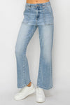 Risen Jeans High Rise Cropped Patch Pocket Jeans- Light Wash