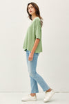 Sweet Dispositions Half Sleeve Knit V-Neck Top (Extended Sizes)- Sage
