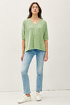 Sweet Dispositions Half Sleeve Knit V-Neck Top (Extended Sizes)- Sage