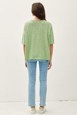 Sweet Dispositions Half Sleeve Knit V-Neck Top (Extended Sizes)- Sage