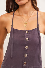 Misty Meadow Linen Jumpsuit - Gray