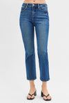 Risen Jeans High Rise Crop Straight Jeans- Dark Wash