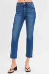 Risen Jeans High Rise Crop Straight Jeans- Dark Wash