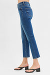 Risen Jeans High Rise Crop Straight Jeans- Dark Wash